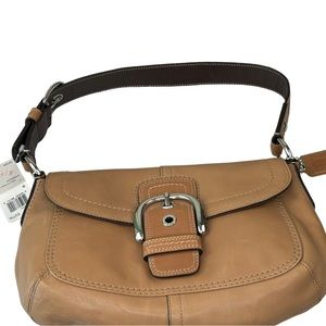 NEW Coach F13105 Soho Tan Leather Buckle Flap Shoulder Hobo Y2K Vintage Bag